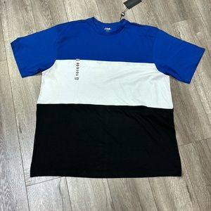 CSG men’s shirt short sleeve T-shirt size 2XL 100% cotton blue black white 2XL